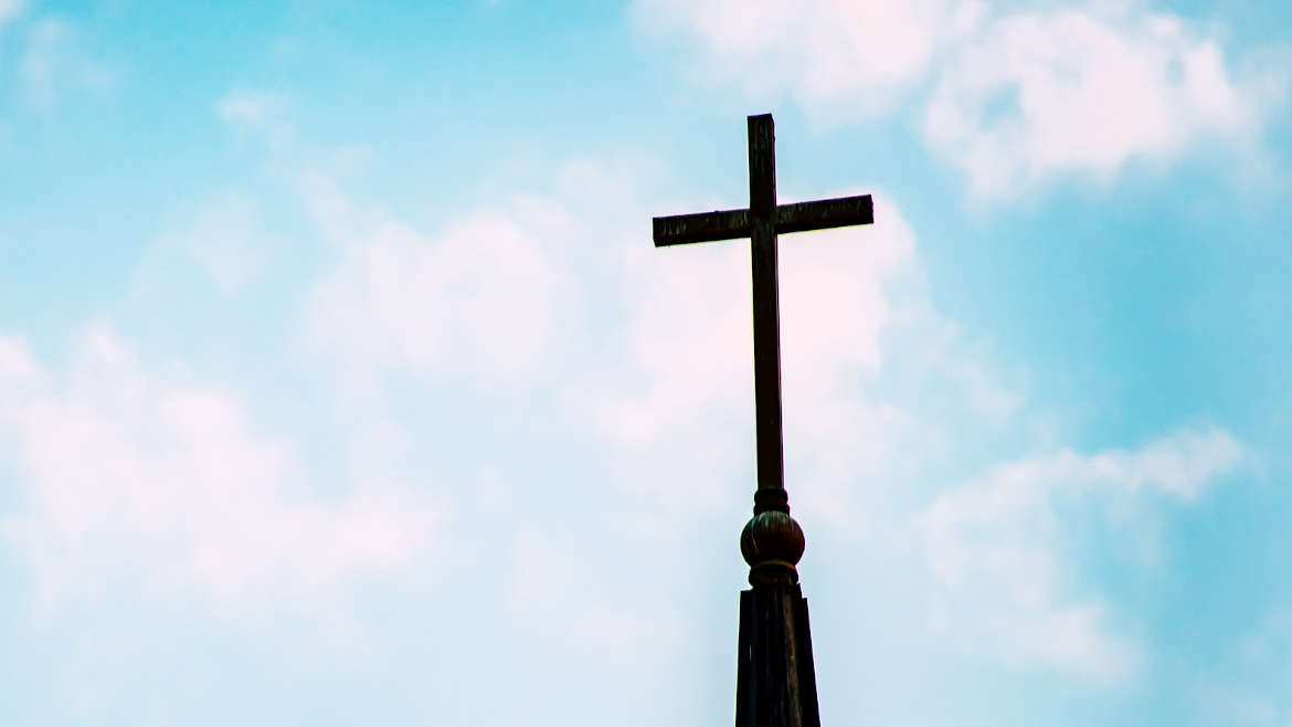 Cross against a blue sky
